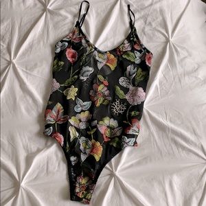 Honey punch embroidered floral body suit